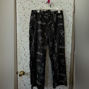 Graphic Print Black Pants